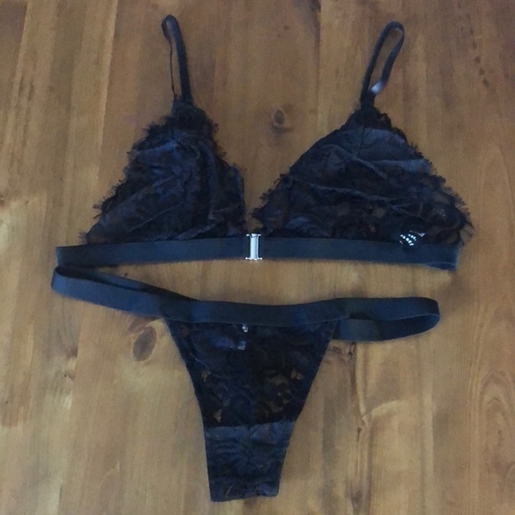 Sheer Black Bra and Thong Set NEW - Picture 3 of 5